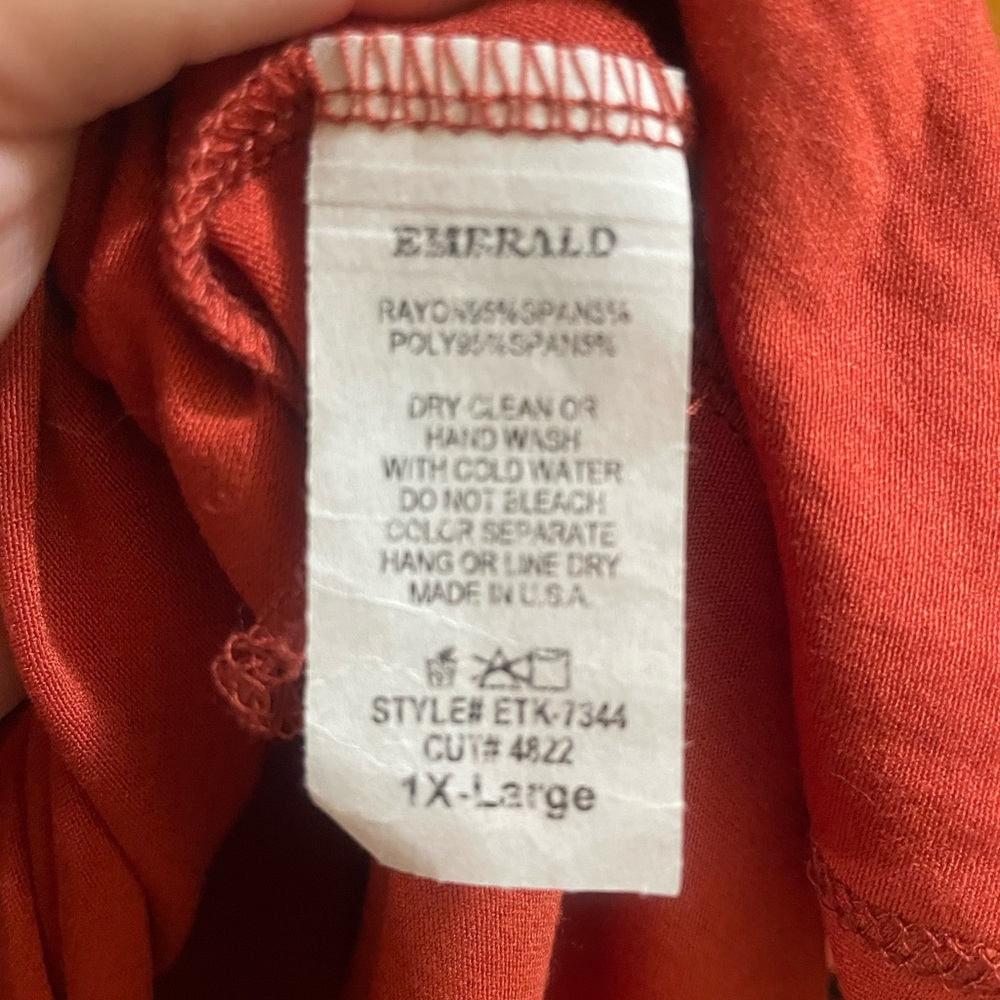 Emerald Orange and Brown Oversized Tunic 1X - Picture 5 of 7